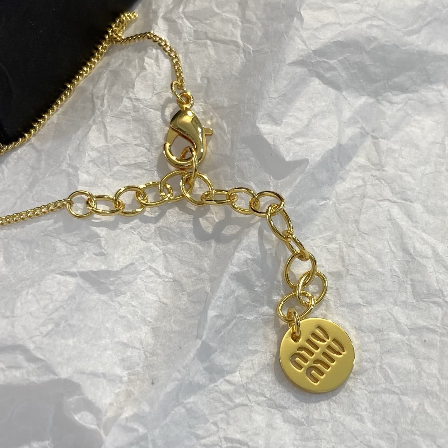 Miu Miu Gold Apple Pearl Pendant Necklace